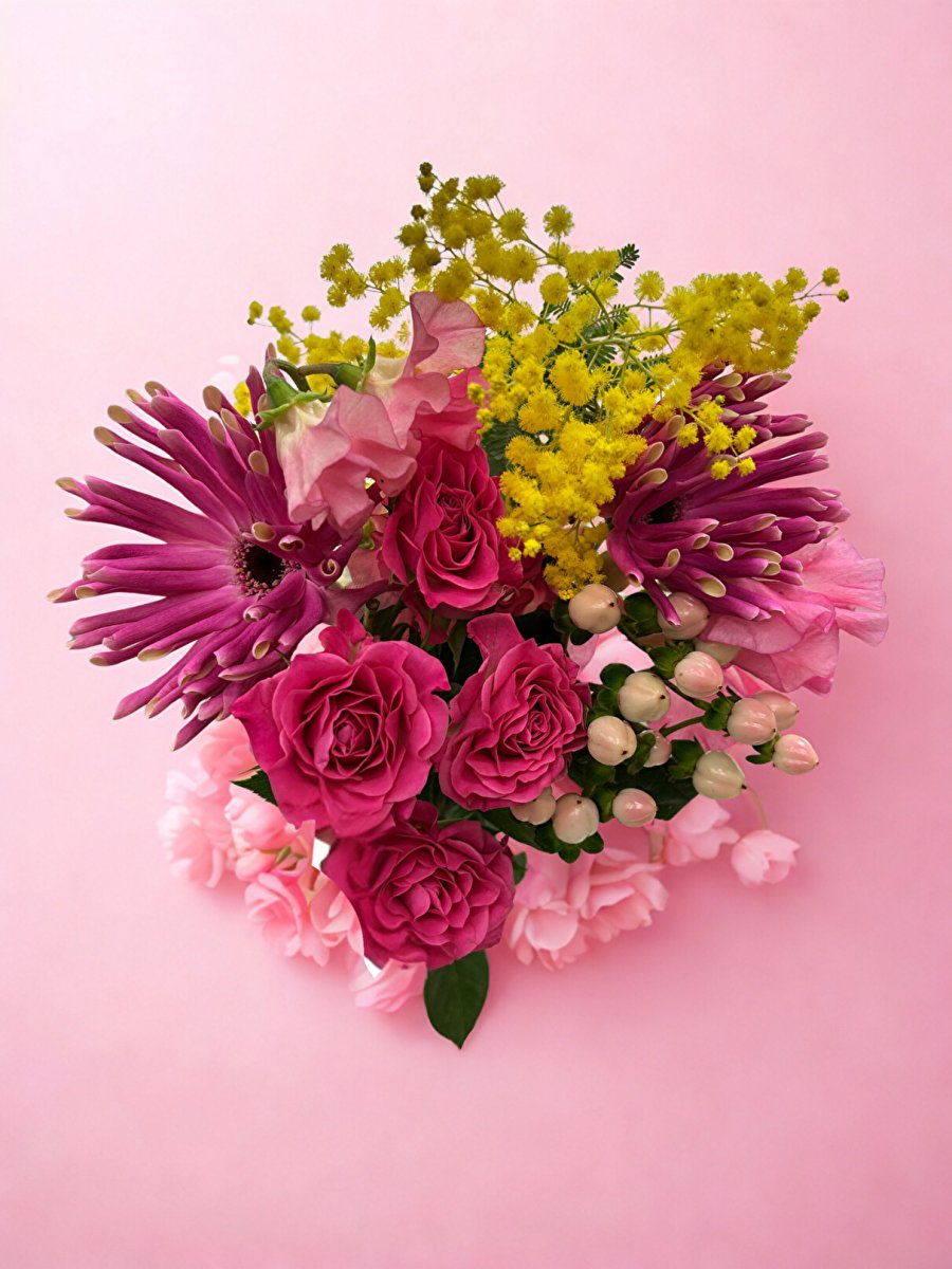 画像1: TICKLED PINK｜BUD_ishのピンクの花束・ブーケ (1)