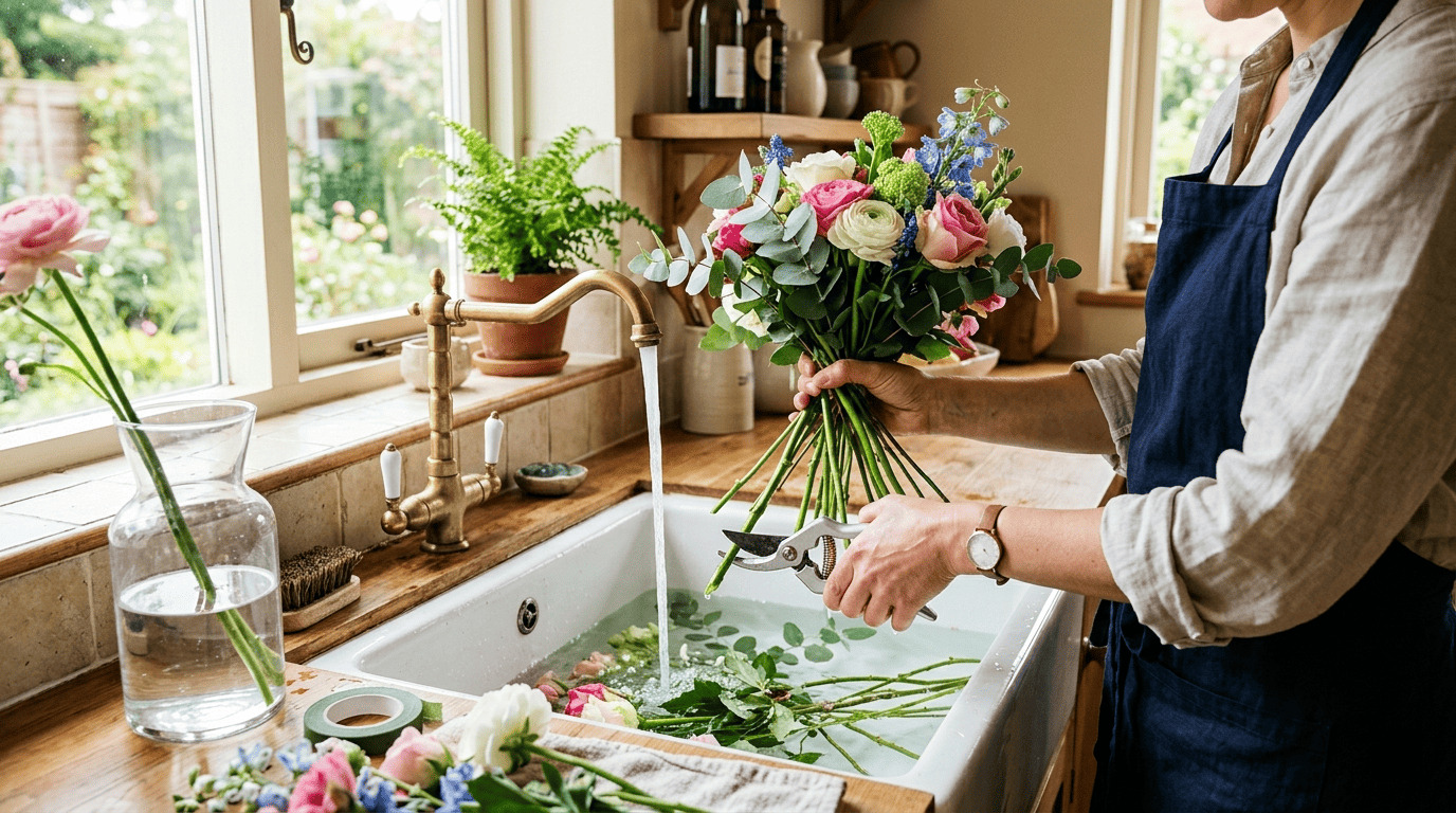 茎をカットする様子